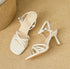 Criss Cross Open Toe Buckle Strap Heel
